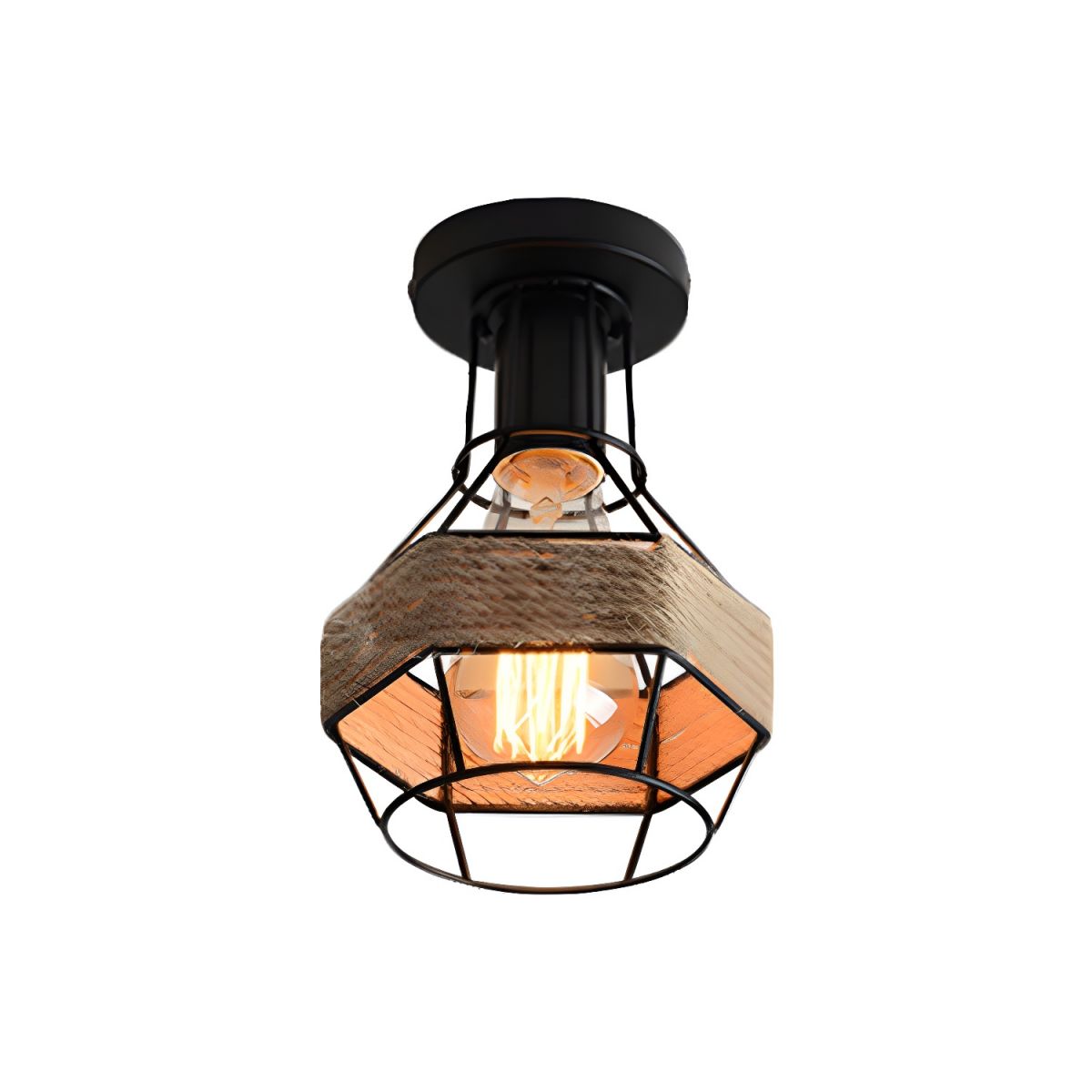 Ceiling Light Metal Rope Globe Cage Industrial Style | Norvexa