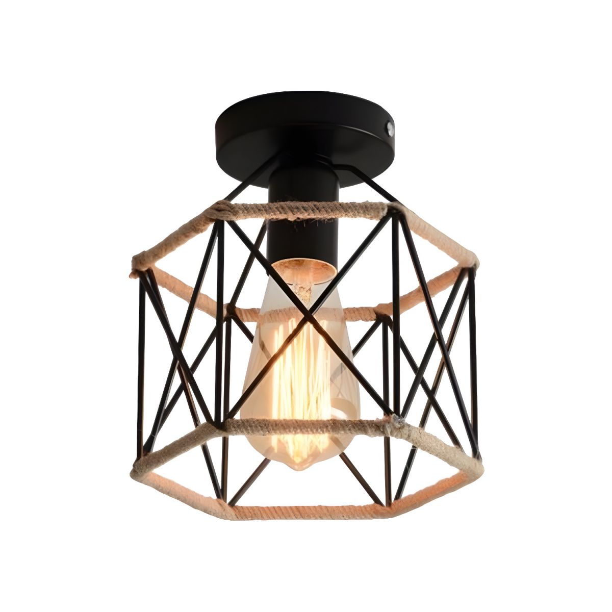Ceiling Metal Rope Hexagon Industrial Light Fixture | Toriel