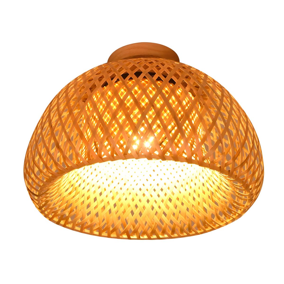 Ceiling Rattan Semi Flush Light in Oriental Style | Lunvex