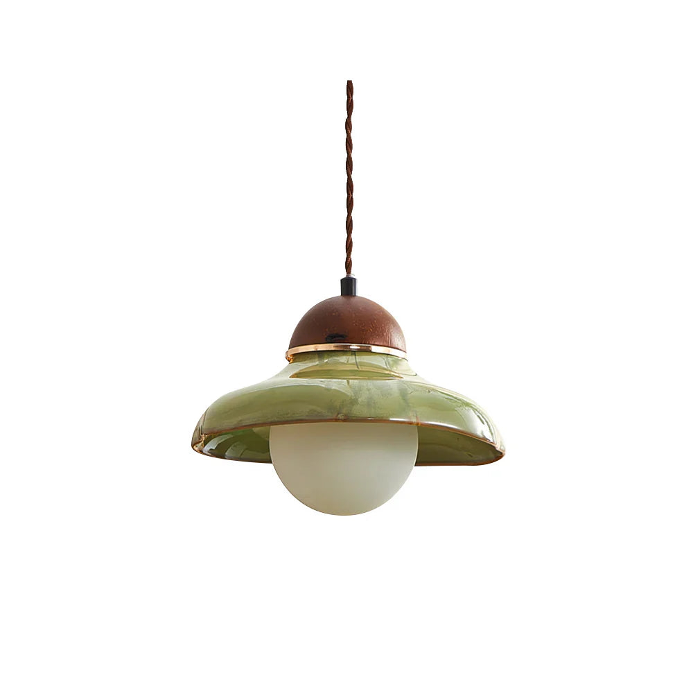 Ceramic Dome Pendant Light with Glass Diffuser | Solvera
