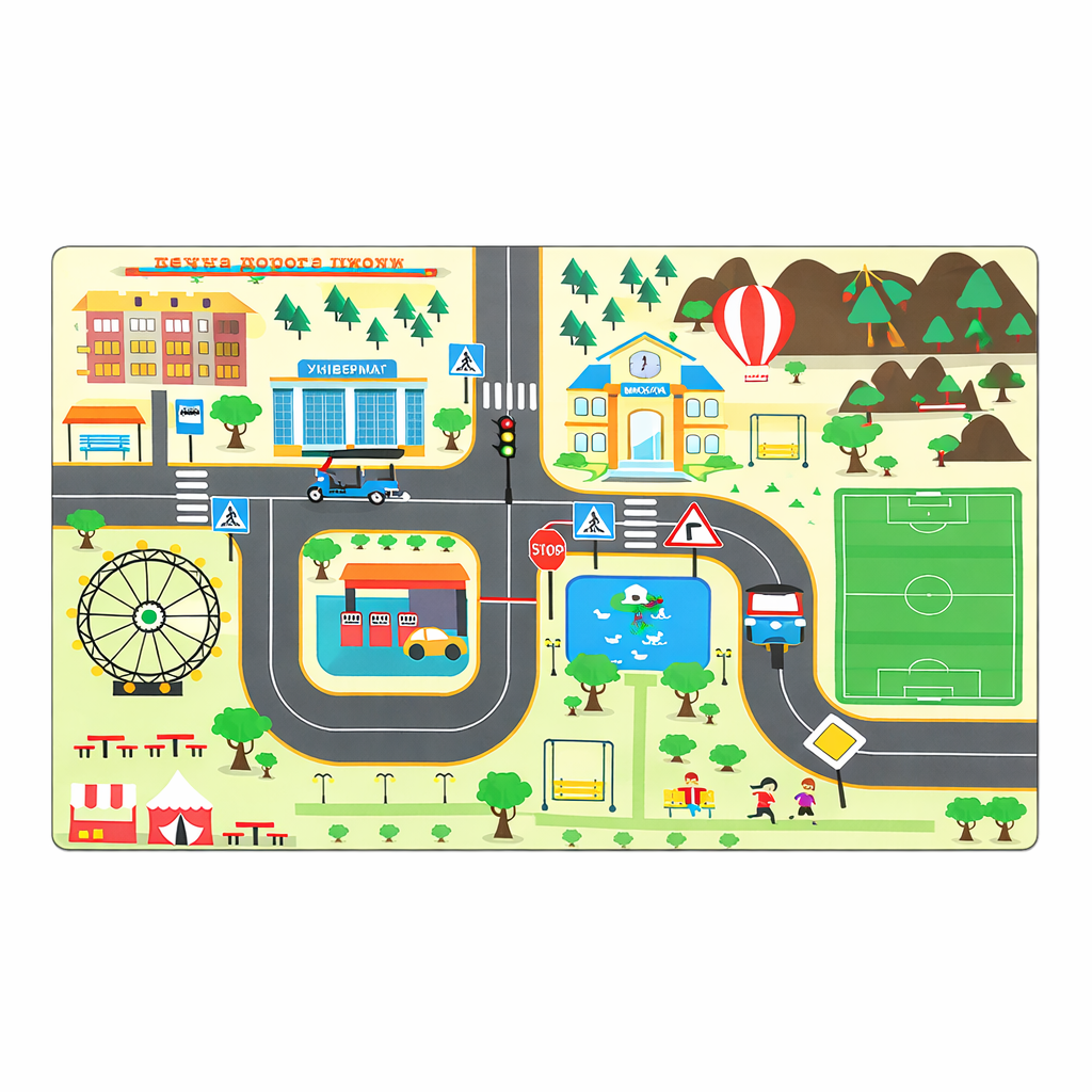 City Road Traffic Map Play Mat for Kids Indoor Carpet | Morvian