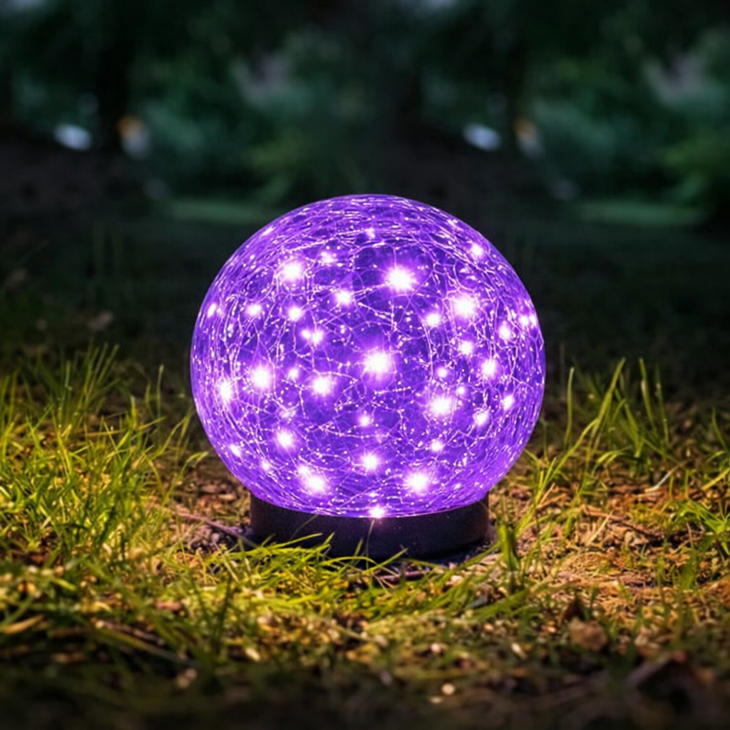 Cracked Glass Solar Globe Garden LED Light | Sevora