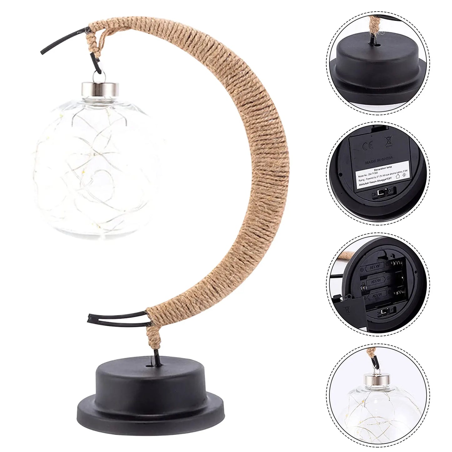 Crescent Moon Table Lamp with LED Globe Design | Auralis