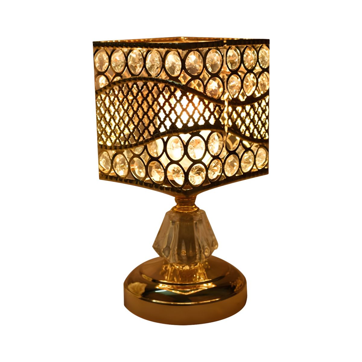 Crystal Shade Table Lamp Gold Modern Style | Cyralis