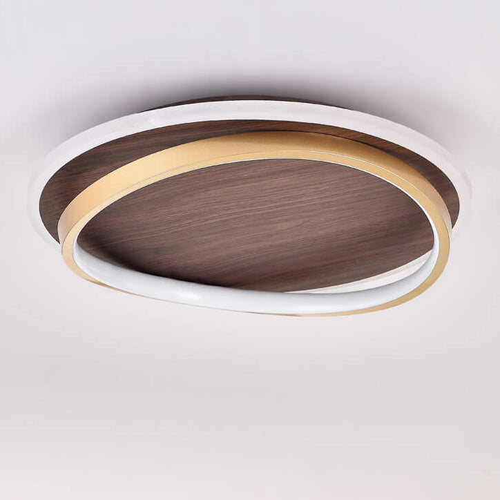 Dimmable LED Ceiling Light Walnut Finish Minimalist | Solvira