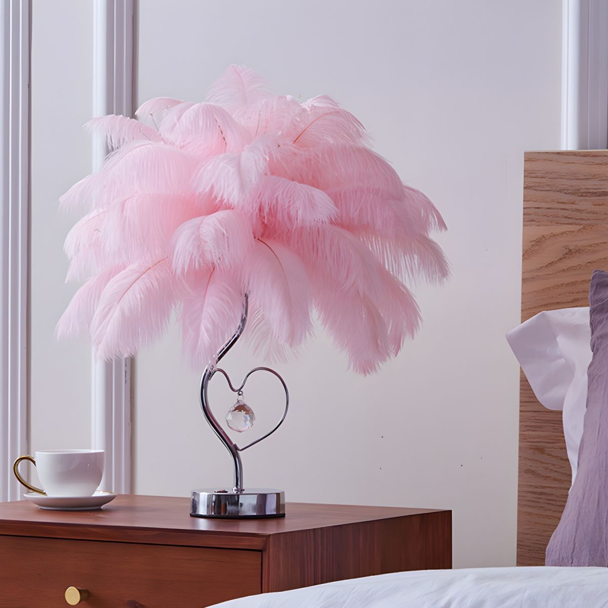Feather Shade LED Table Lamp Romantic Style | Norali