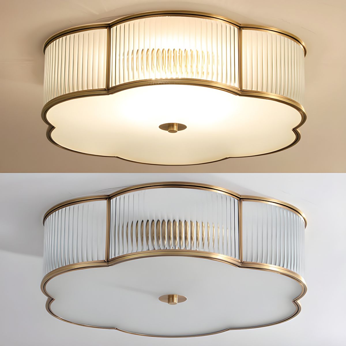 Flush Mount Ribbed Glass Ceiling Light in Traditional Style | Avelle