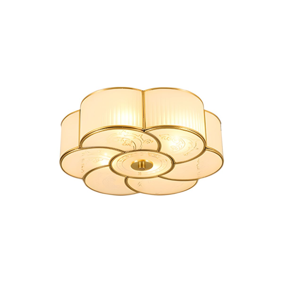 Frosted Glass Ceiling Light Flush Mount Brass Finish | Melora