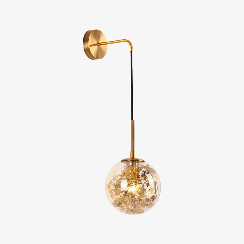 Gold Leaf Glass Sphere Wall Light Modern Style | Orbelle
