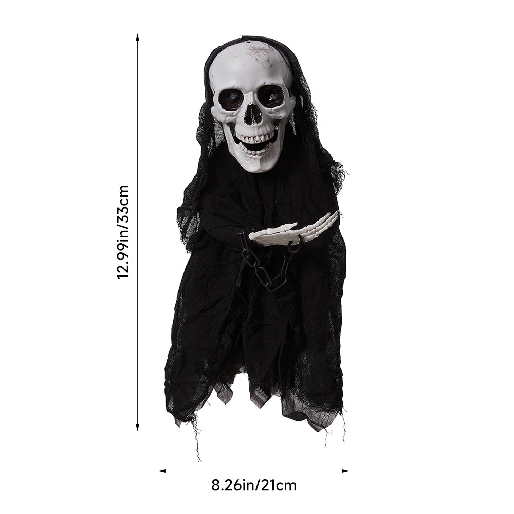 Hanging Skeleton Halloween Decoration with Glowing Eyes