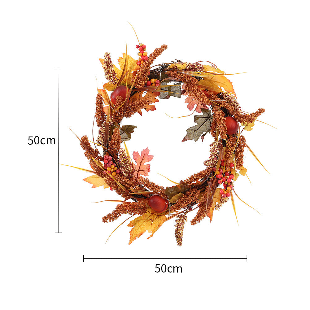 Illuminated Autumn Wreath with Fall Leaves and Berries