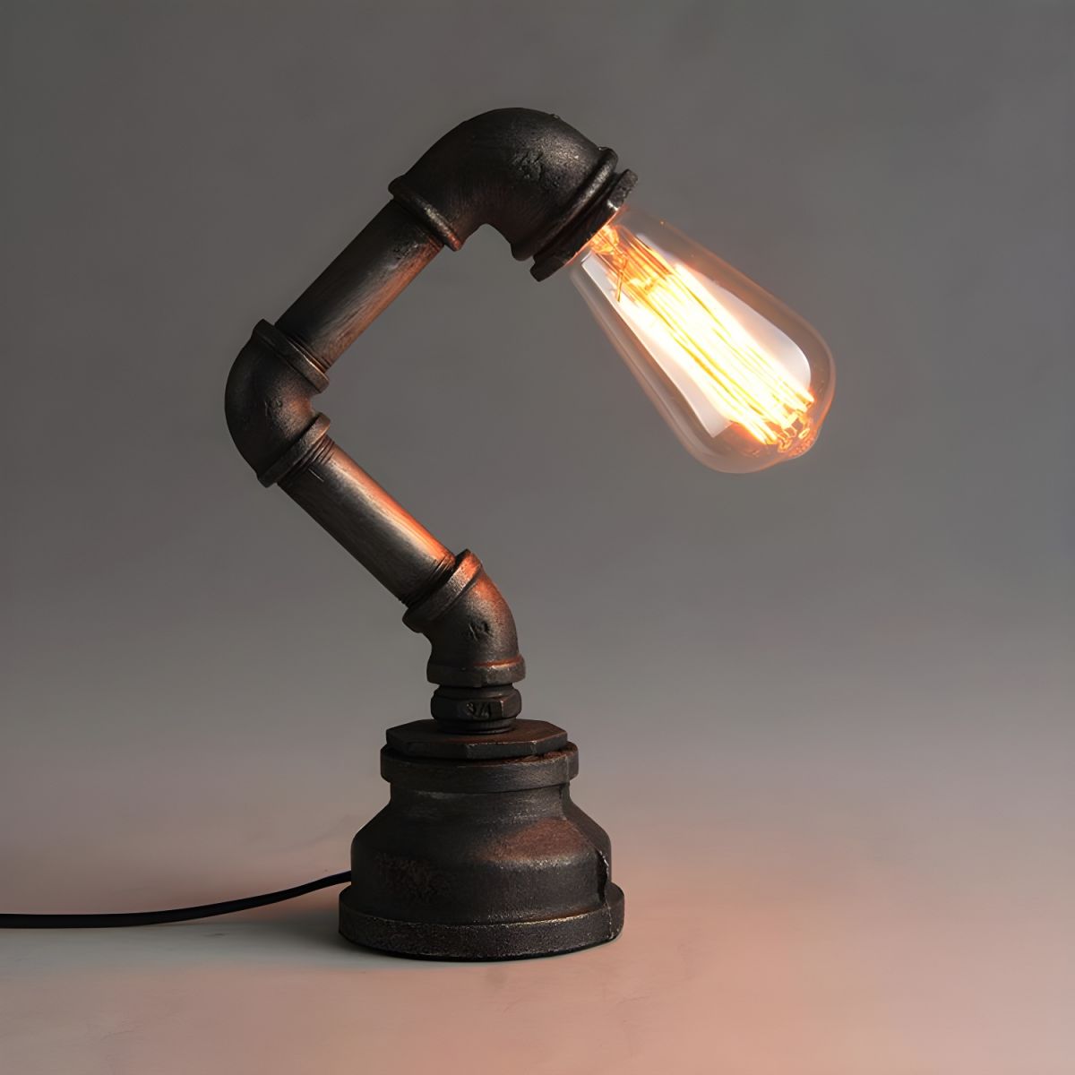 Industrial Bronze Table Lamp with Exposed Bulb | Norelle