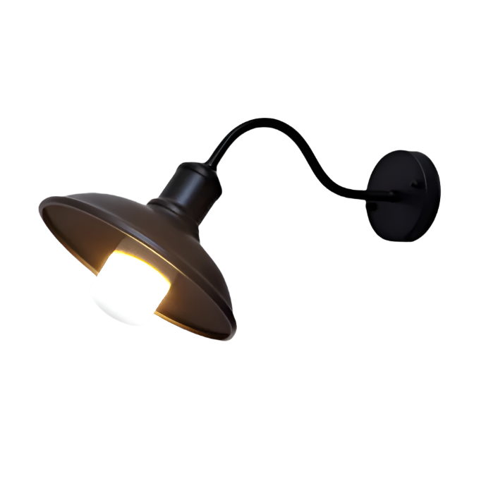 Industrial Iron Bowl Outdoor Gooseneck Wall Light | Ironova