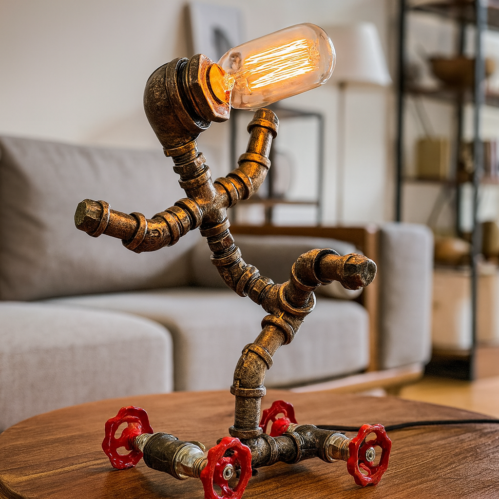 Industrial Metal Table Lamp Steampunk Style | Aurilo