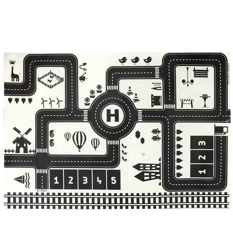 Kids City Traffic Road Map Play Mat Indoor Floor Play | Calvion