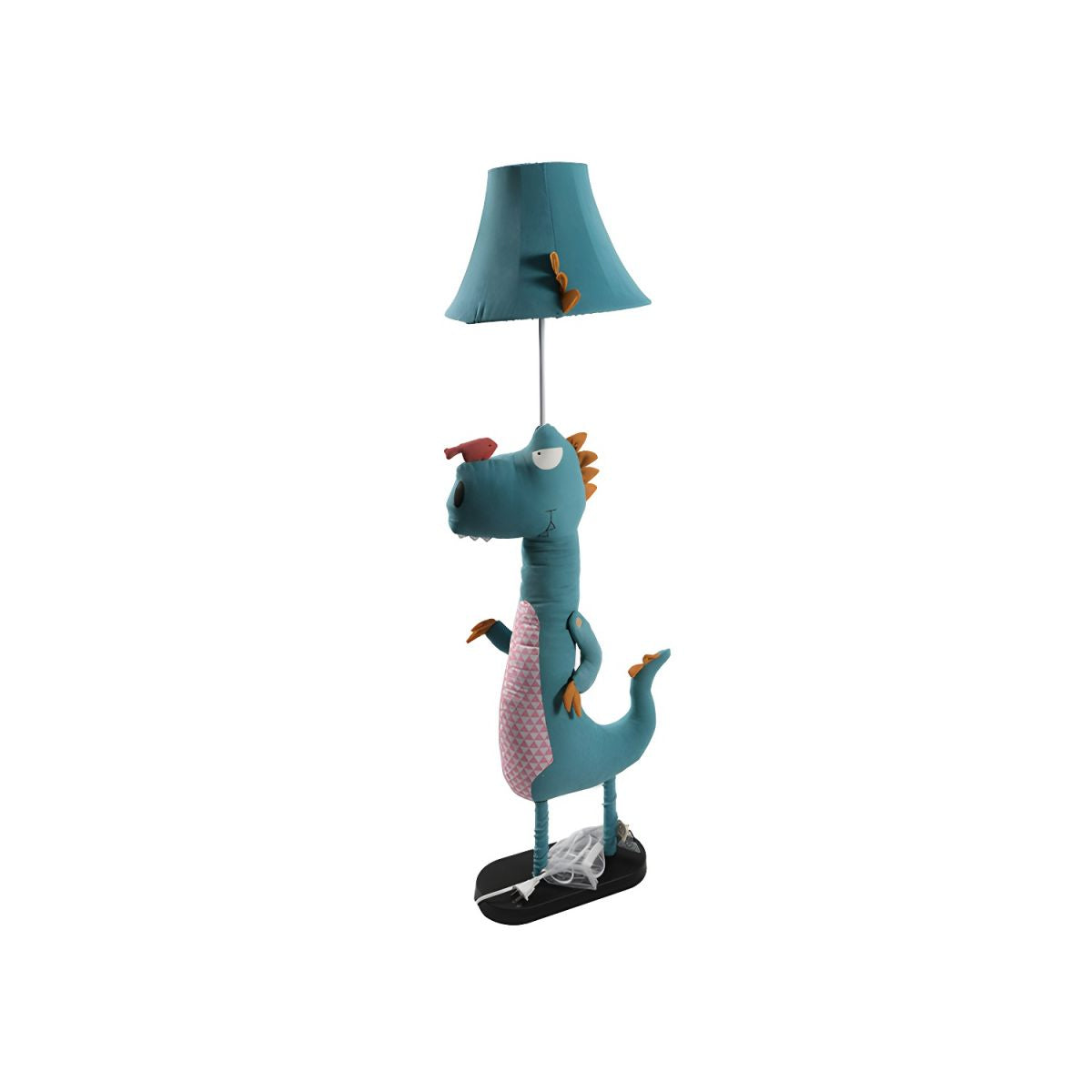 Kids Dinosaur Floor Lamp Blue Fabric Shade Standing Light | Kelvori
