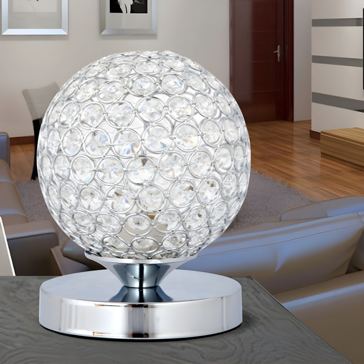Modern Crystal Shade Table Lamp for Bedroom | Solara