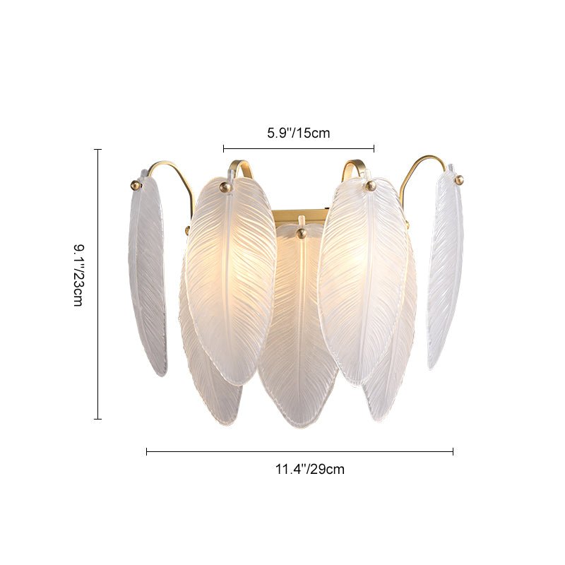 Modern Feather Glass Wall Sconce Brass Finish | Alveris