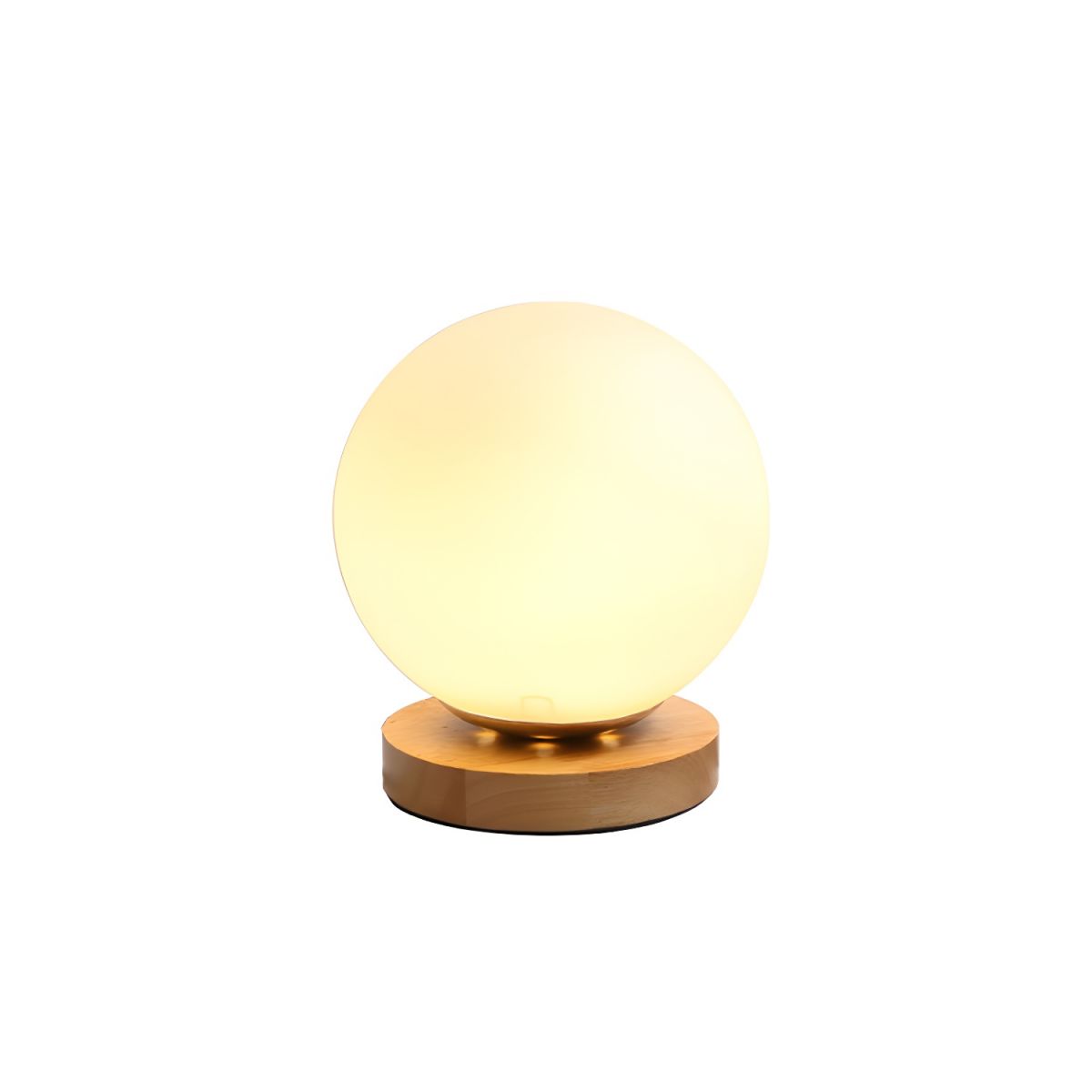 Modern Globe Glass Table Lamp with Wood Base Accent | Lumetriq