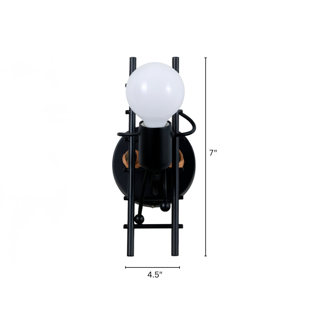 Modern Industrial Wood and Metal Figure Wall Light | Denrix