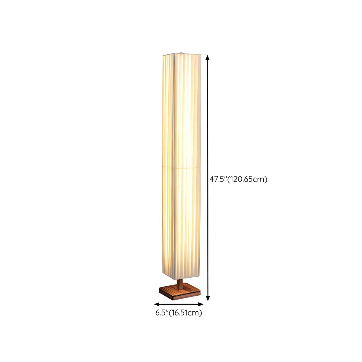 Modern LED Floor Lamp with Wood Column Fabric Shade | Calyron