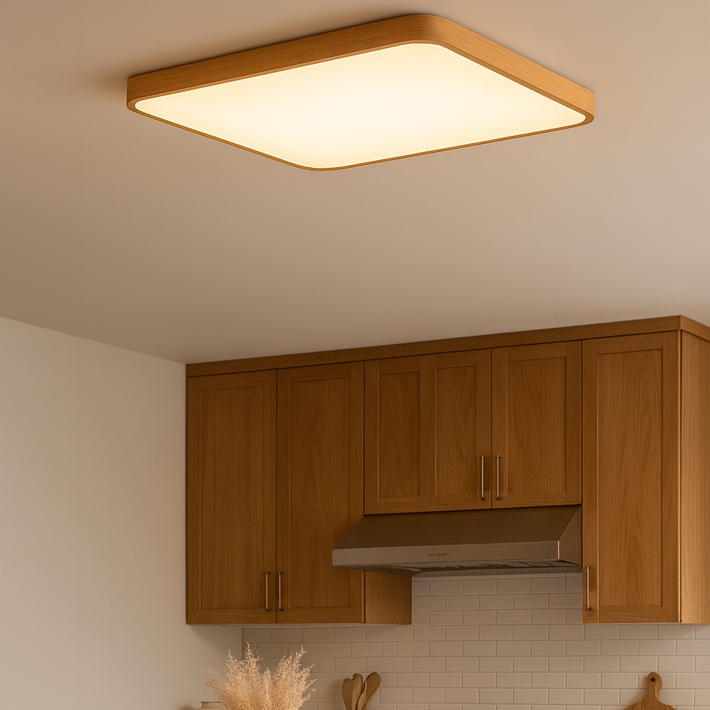 Modern Wood Frame LED Ceiling Light | Velira