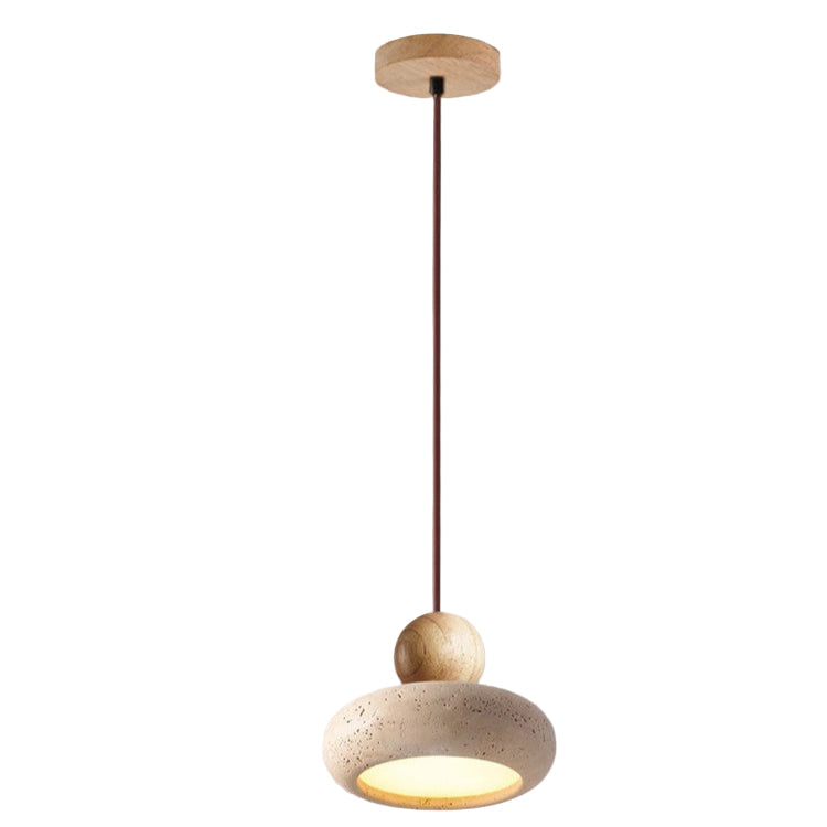 Natural Travertine Pendant Light Retro Wabi Style | Mariel