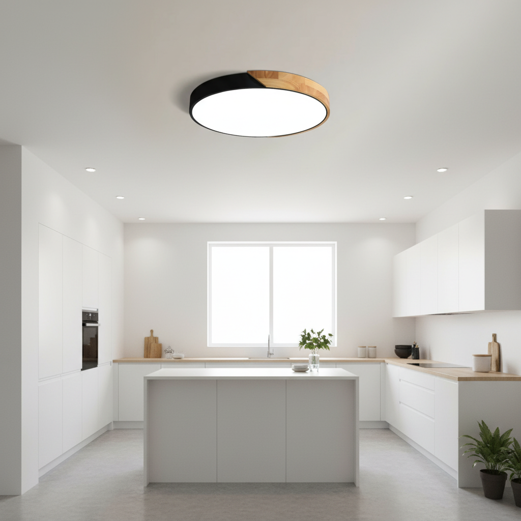 Nordic Wooden Ceiling Lamp | LED Flush Ceiling Light Fixture