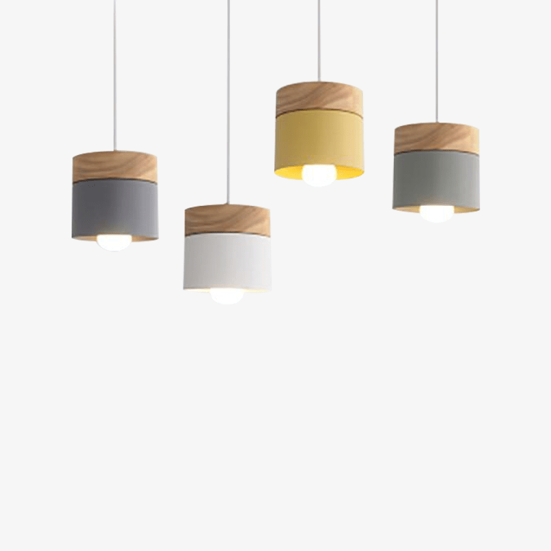 Nordic Metal and Wood Cylinder Pendant Light | Melisse