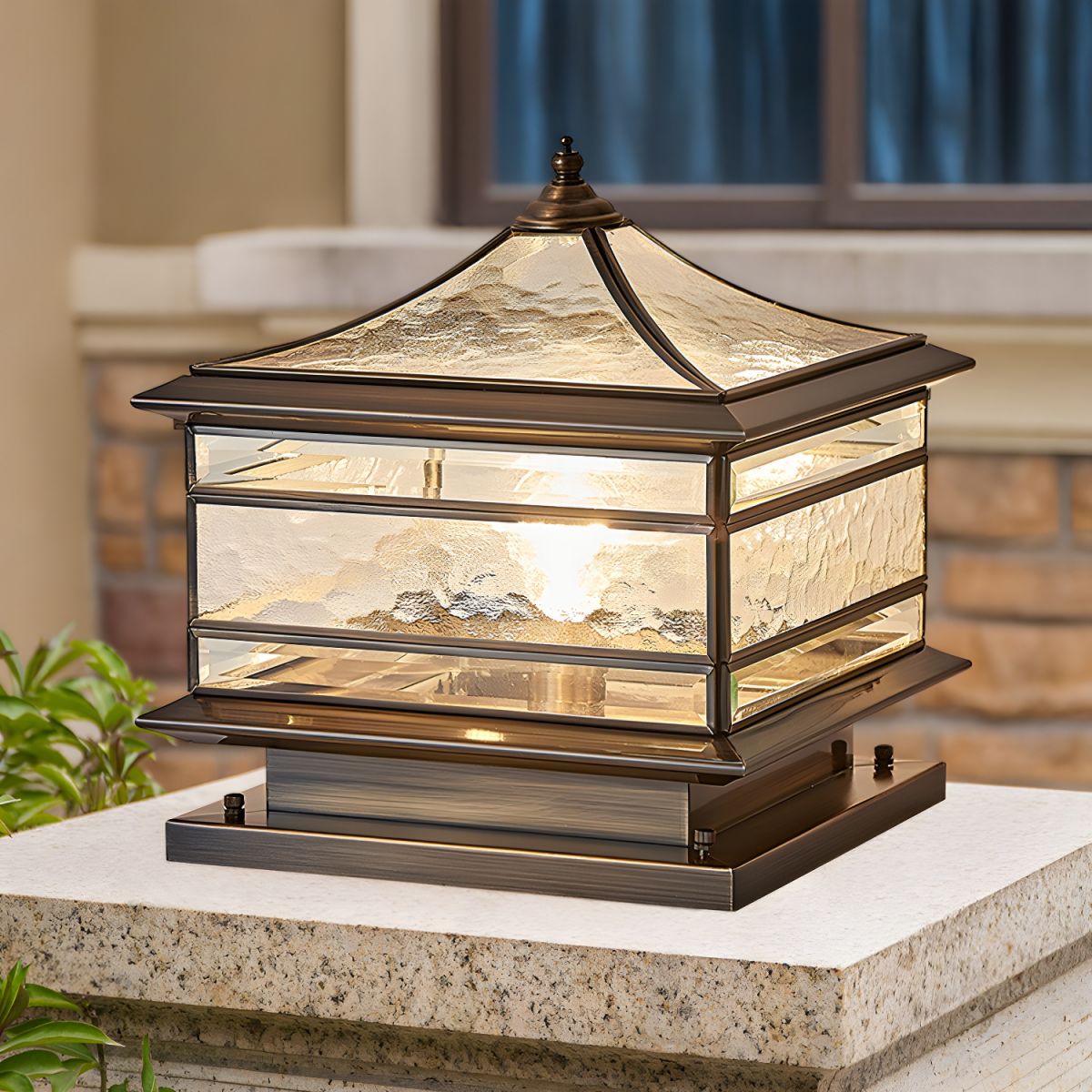 Outdoor Brass Square Light with Glass Shade Nordic Style | Gorlena