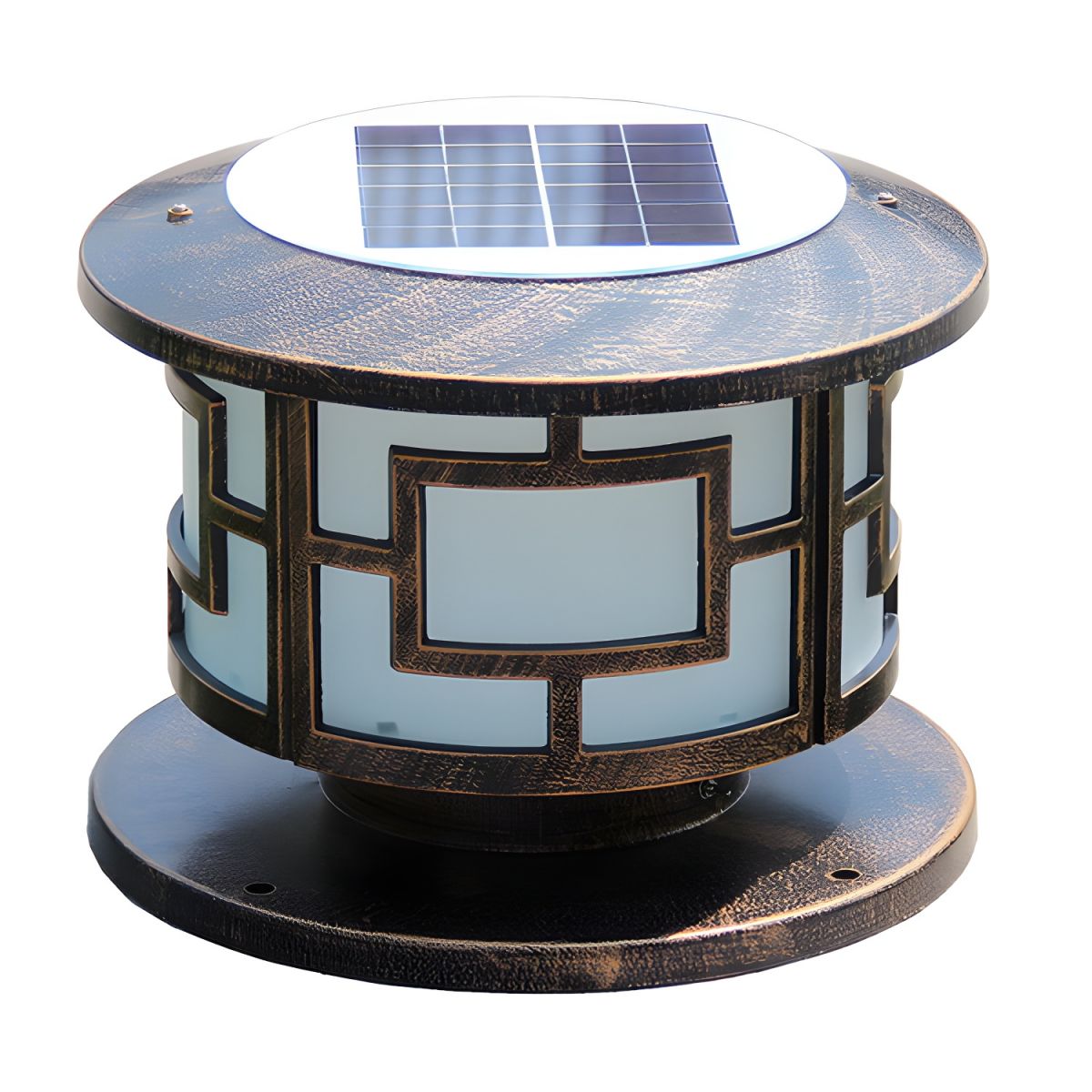 Outdoor Solar Metal Round Light Bronze Finish Modern | Harnico
