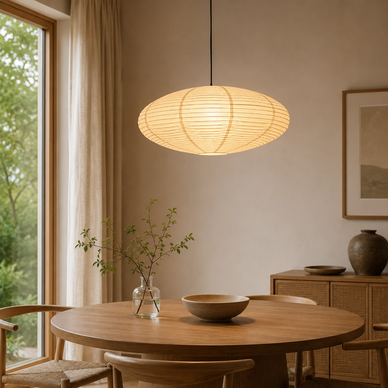 Pendant Light Mulberry Paper Japandi Design | Serine