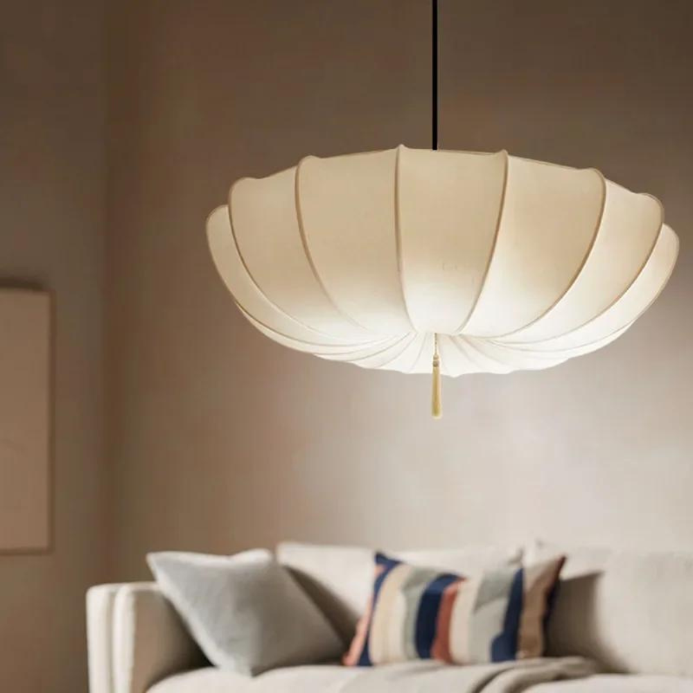 Pendant Light Natural Fabric Wabi Sabi Design | Sinvora