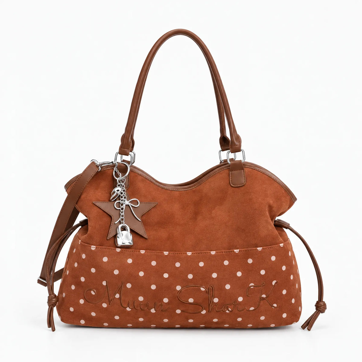 Polka Dot Drawstring Tote Bag