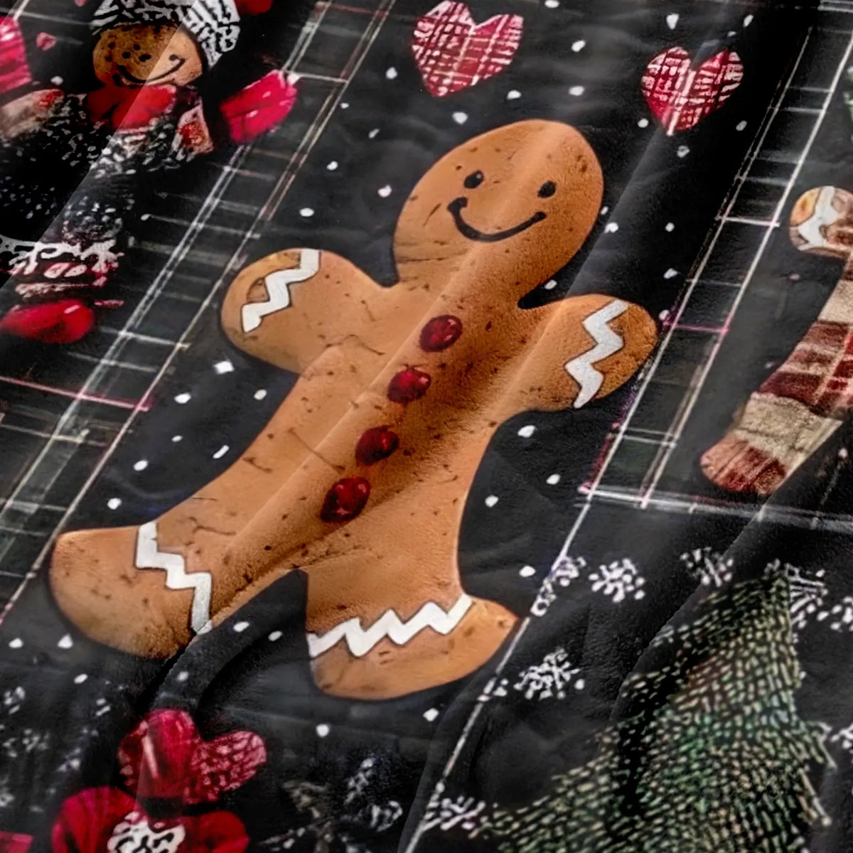 Printed Gingerbread Tree Christmas Throw Blanket