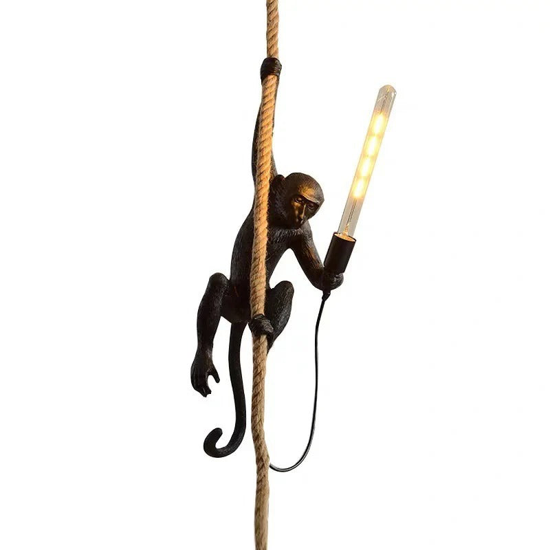 Resin Monkey Pendant Light Art Deco Interior Accent | Luvrano