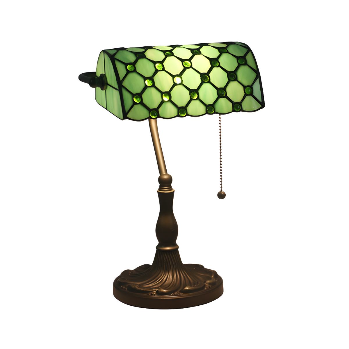 Retro Table Lamp with Gridded Glass Tiffany Style | Solvan