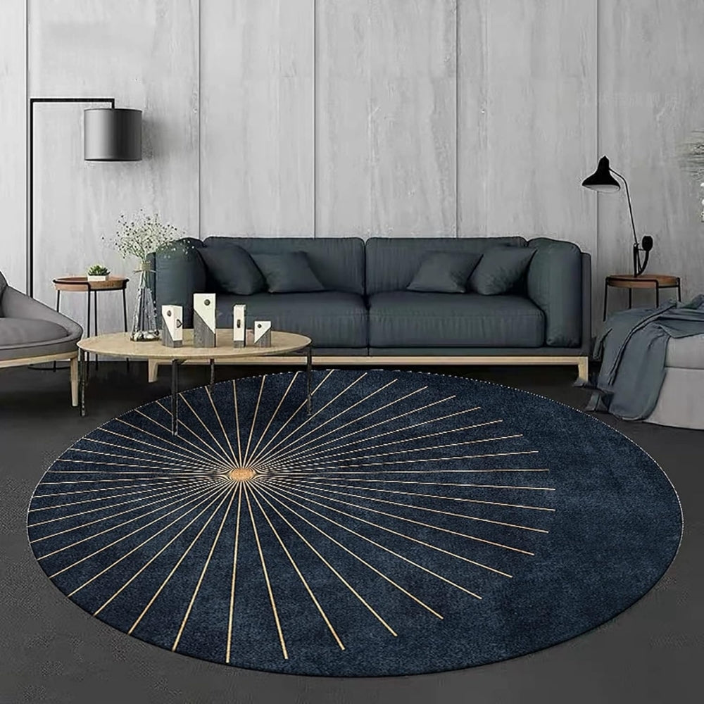 Round Polyester Rug Radiating Lines Modern Glam | Brevani
