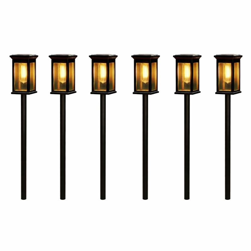 Solar LED Outdoor Path Lantern Light ABS Black | Orveta