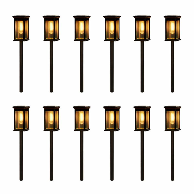Solar LED Outdoor Path Lantern Light ABS Black | Orveta