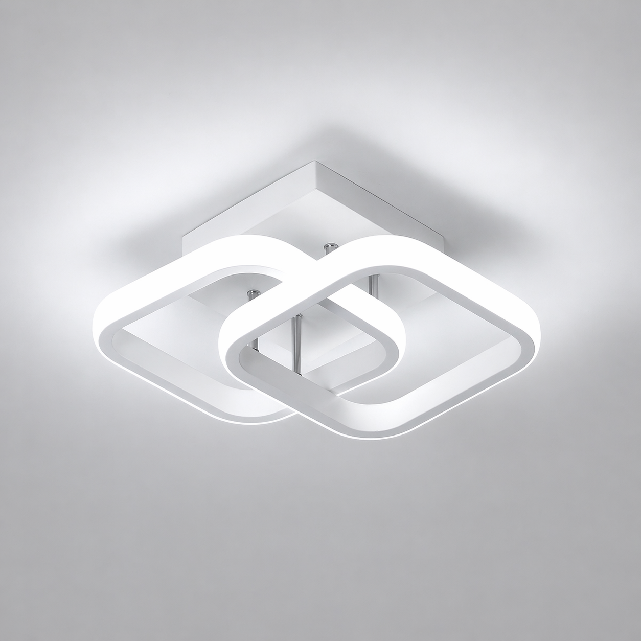 Square LED Ceiling Light in Black or White Metal | Livana