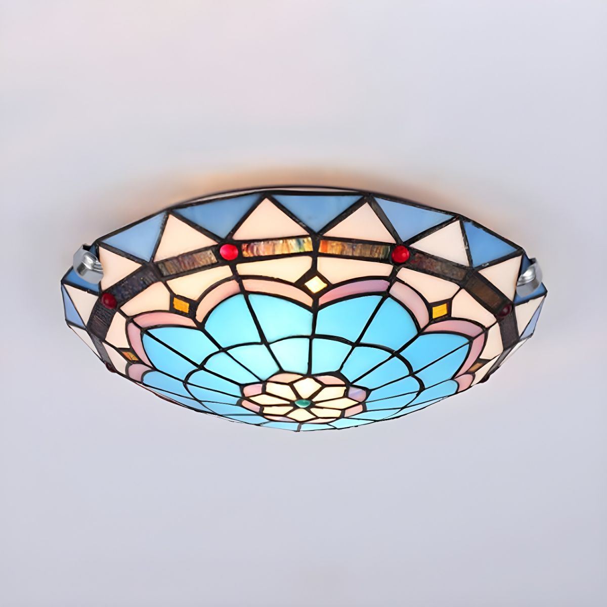 Tiffany Stained Glass Flush Mount Ceiling Light | Aurion