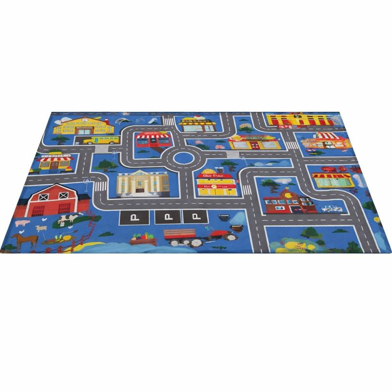 Traffic City Road Play Rug for Kids Room and Play Area | Tivaro