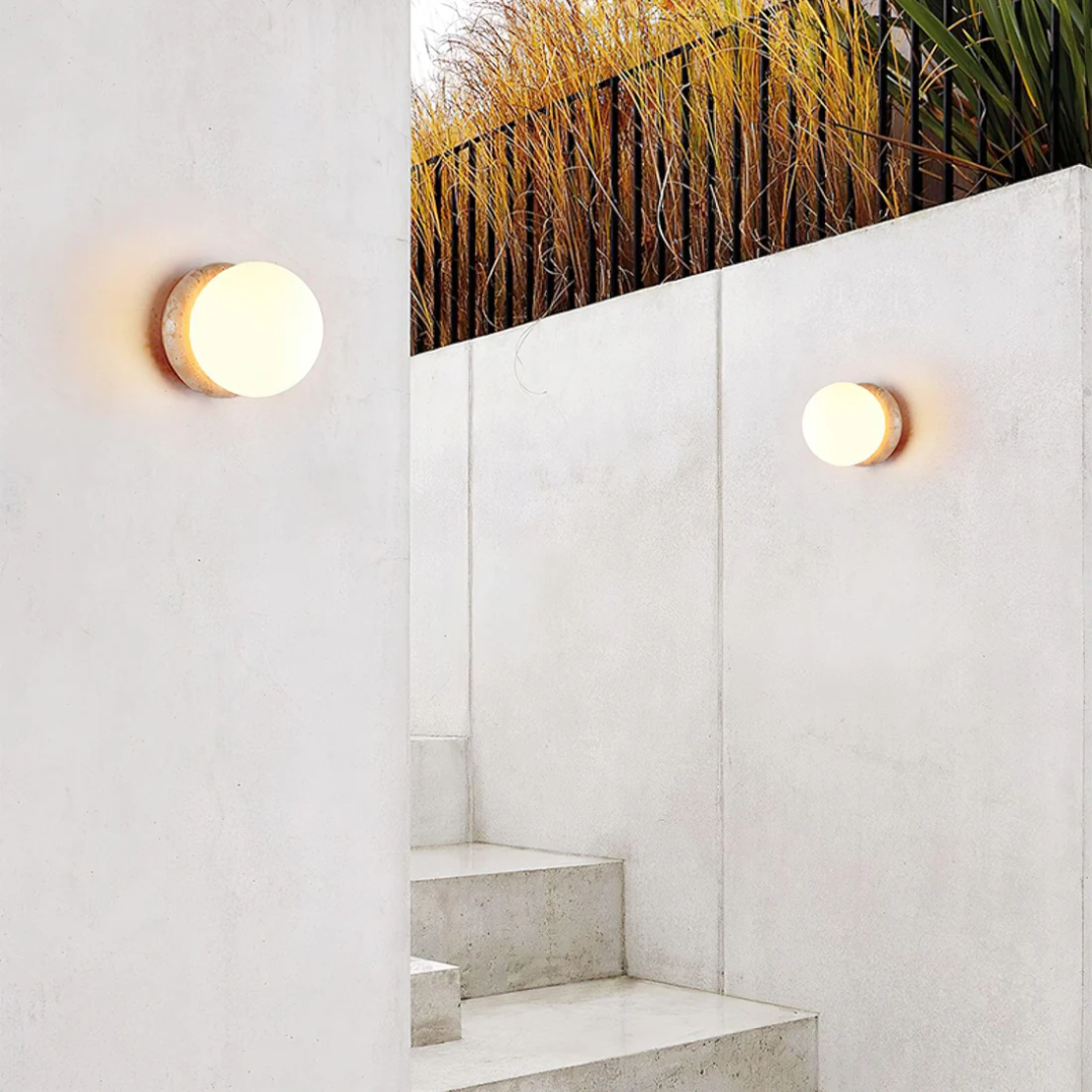 Travertine Outdoor Wall Light Water Resistant Design | Benvara