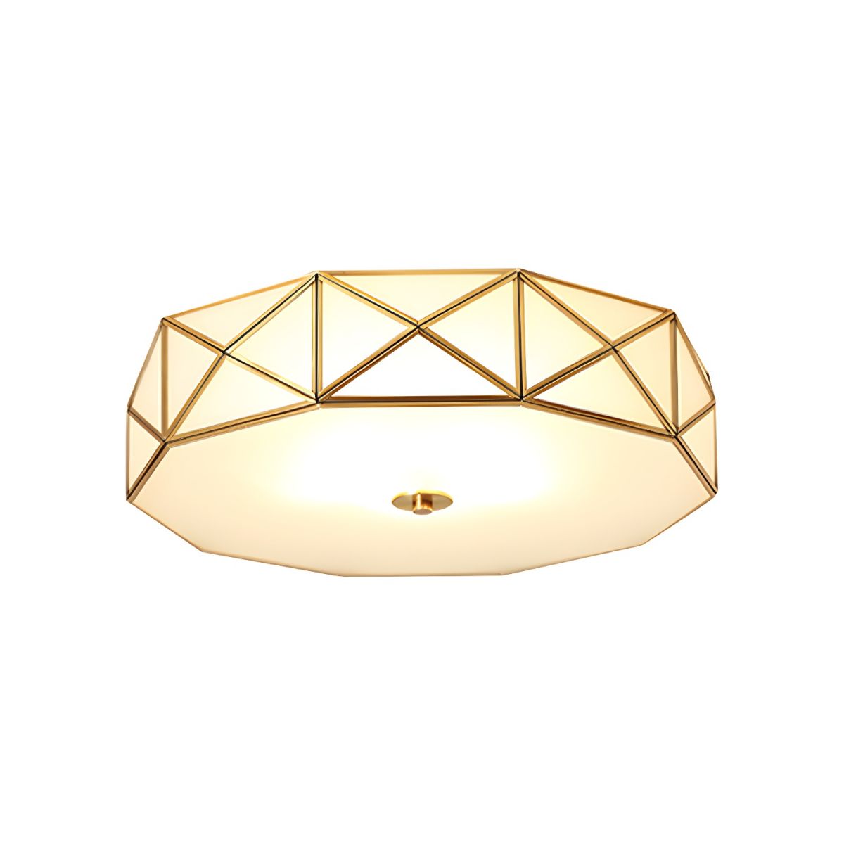 Vintage Drum Ceiling Light Frosted Glass Brass 3 Light | Cirelle