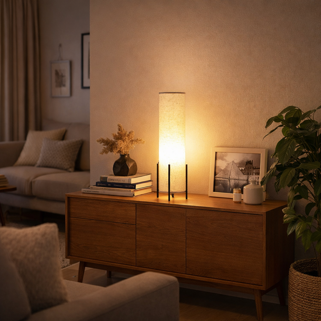 Wood Fabric Scandinavian Table Lamp for Living Room | Norvesa