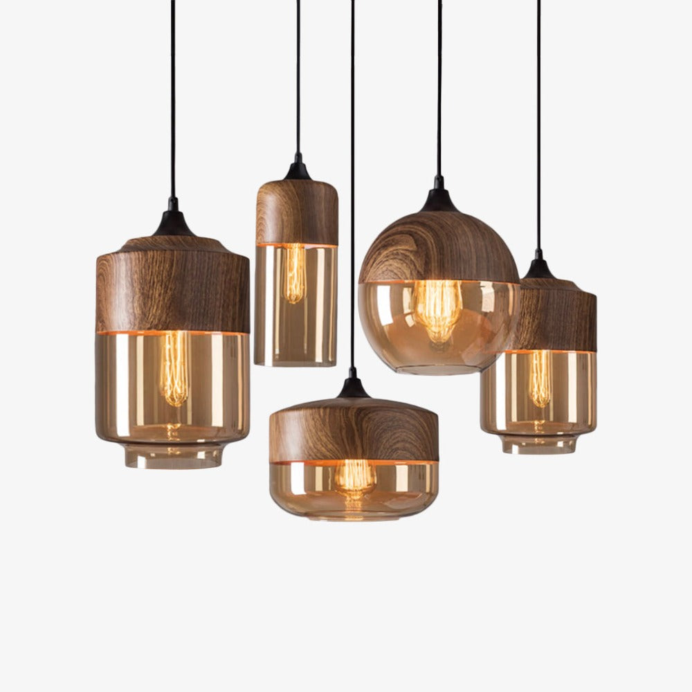 Wood Glass Nordic Pendant Light Fixture | Brandel
