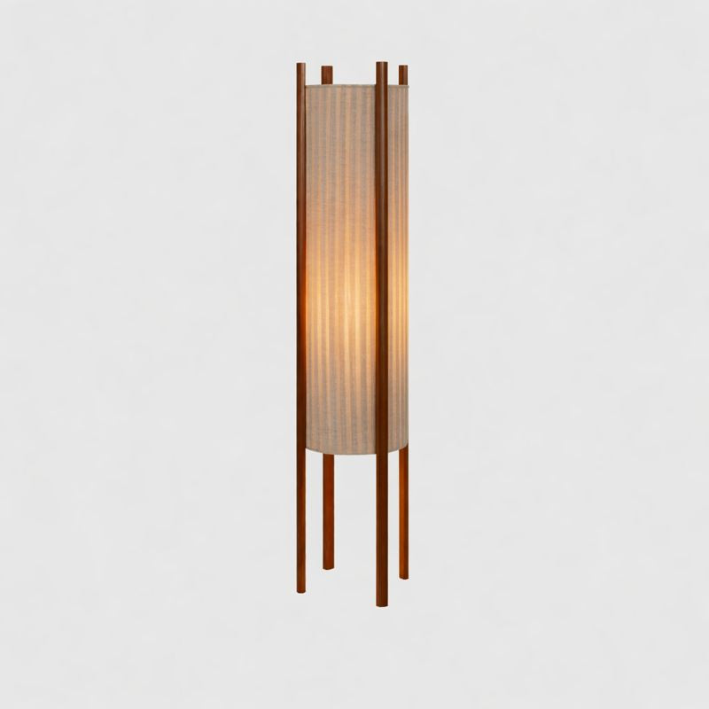 Wood Grid Floor Lamp with Fabric Shade Wabi Sabi | Lelrixo