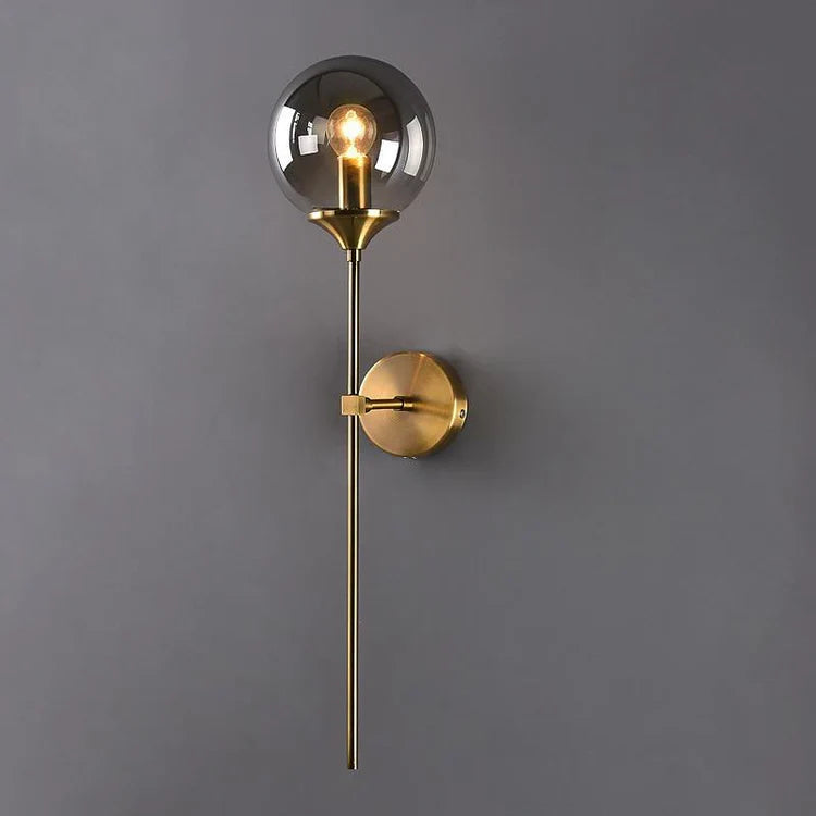 Modern Brass Glass Globe Interior Wall Light Fixture | Lumorin