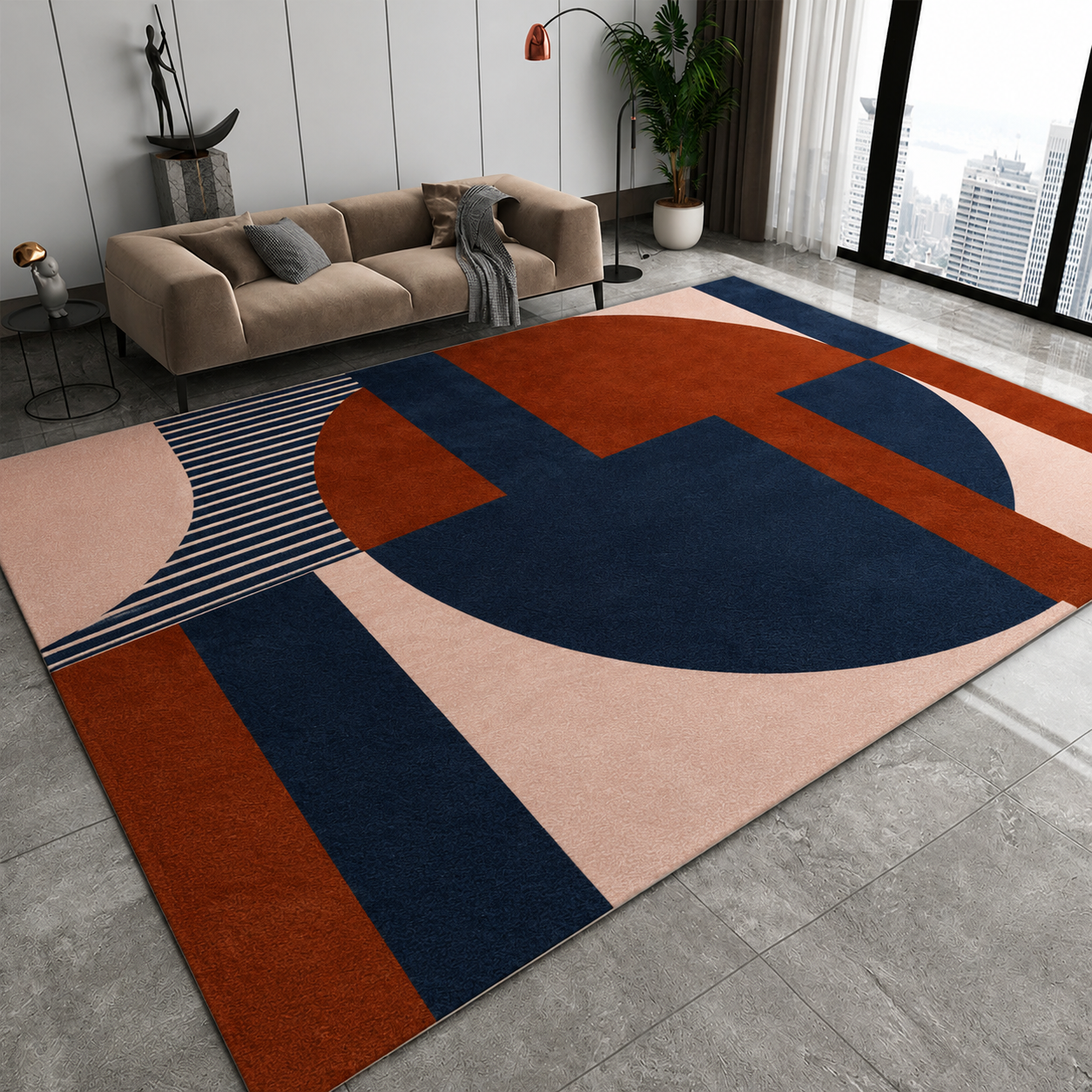 Abstract Geometric Area Rug for Modern Living Room | Velmara